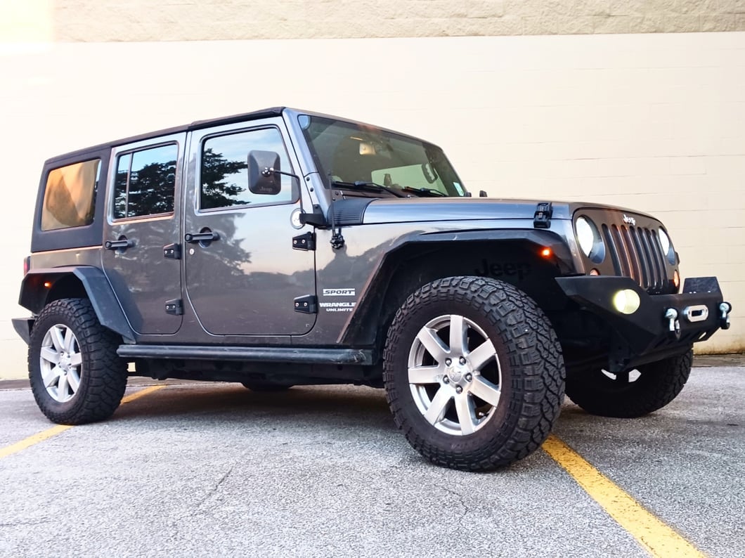 Jeep Licensed by RedRock Aluminum Inner Fender Liners with Jeep Logo; Front; Textured Black (07-18 Jeep Wrangler JK)