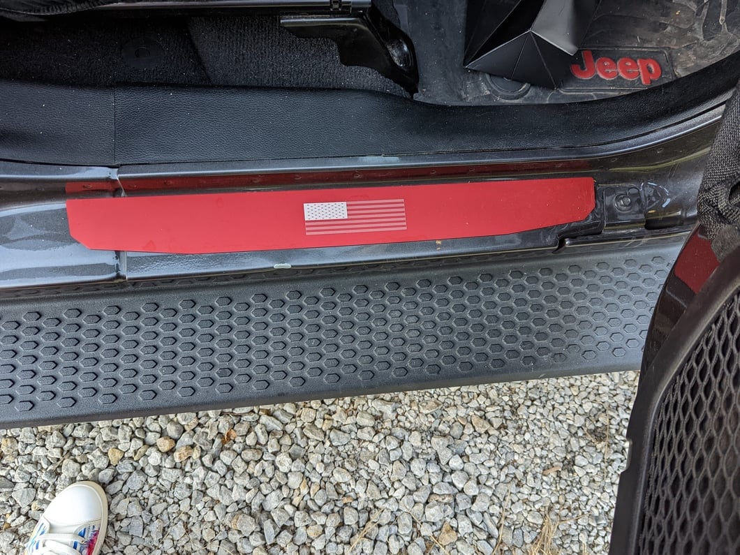 RedRock Door Sill Entry Guards with Flag; Red (18-25 Jeep Wrangler JL 4-Door)