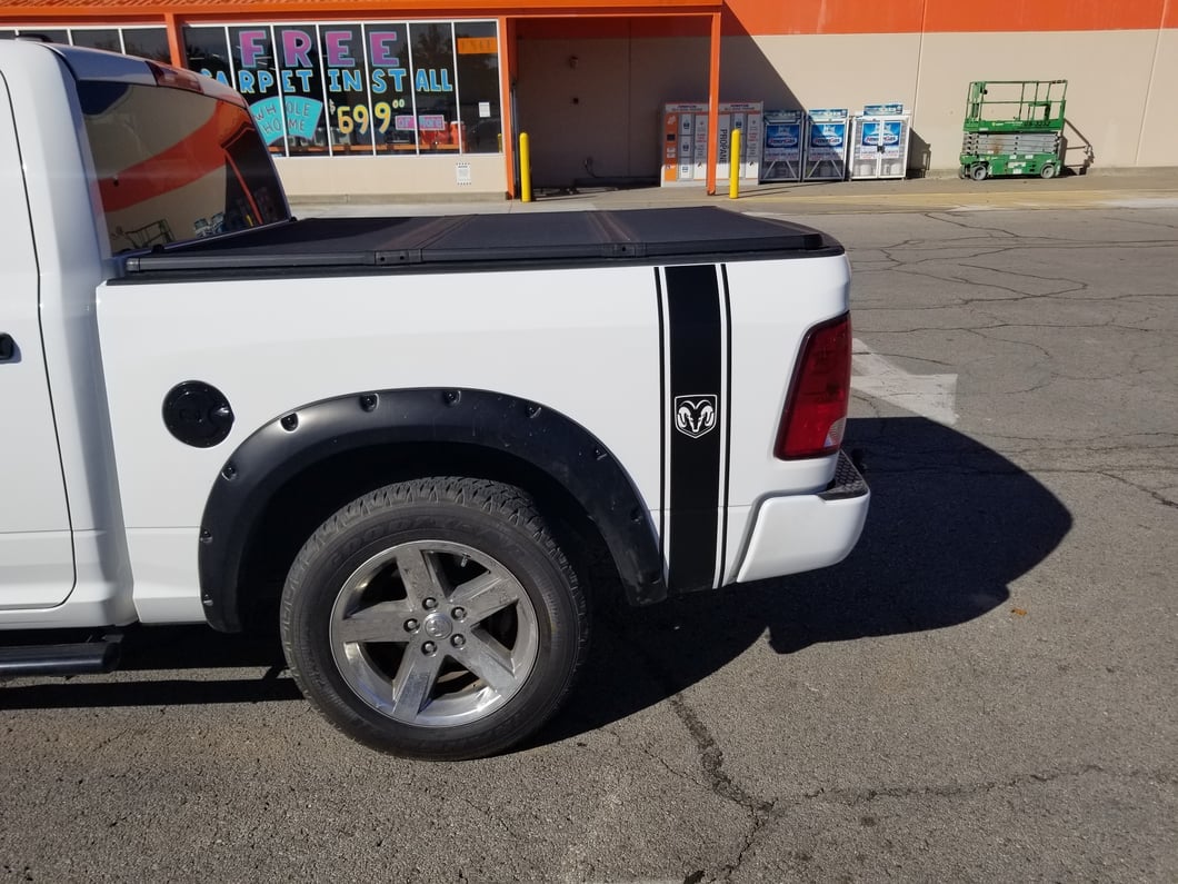 RAM Licensed by RedRock RAM Head Vertical Stripe; Matte Black (02-18 RAM 1500)