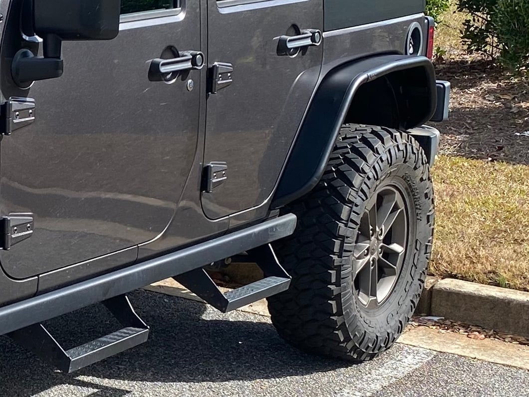 Jeep Licensed by RedRock Tubular Fender Flares with Jeep Logo; Rear (07-18 Jeep Wrangler JK)