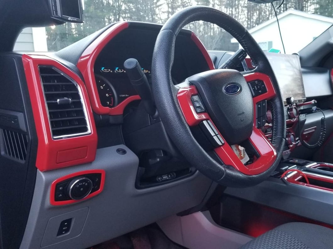 RedRock Headlight Switch Bezel; Red (15-20 F-150)