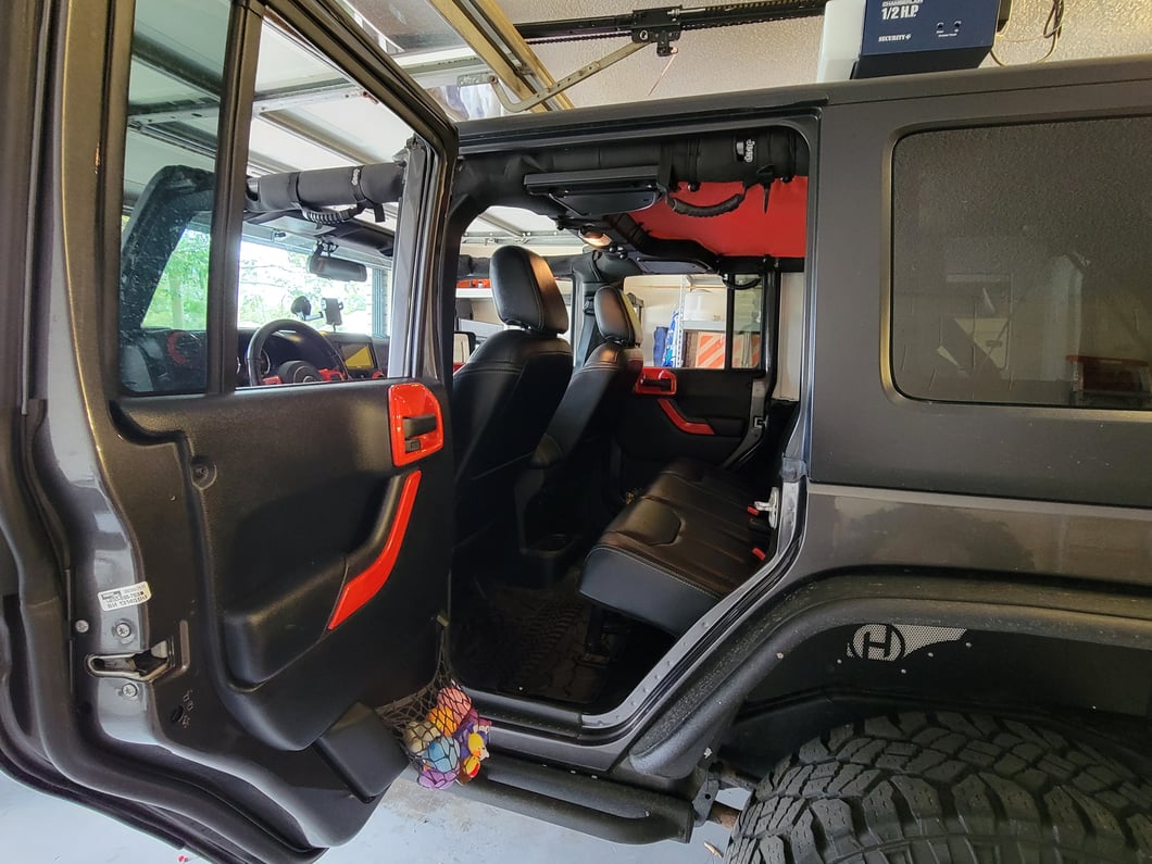 RedRock Interior Door Handle Trim Bezels; Red (07-18 Jeep Wrangler JK 4-Door)