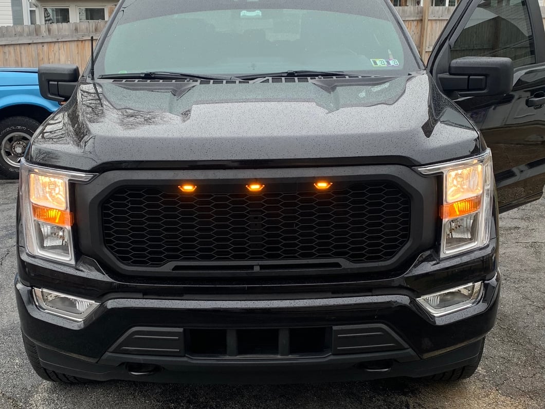 RedRock Baja Upper Replacement Grille with LED Lighting; Black (21-23 F-150, Excluding Raptor & Tremor)
