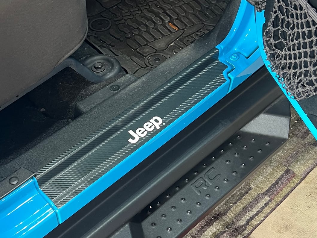 Jeep Licensed by RedRock Carbon Fiber Door Sill Decal; White (07-18 Jeep Wrangler JK)
