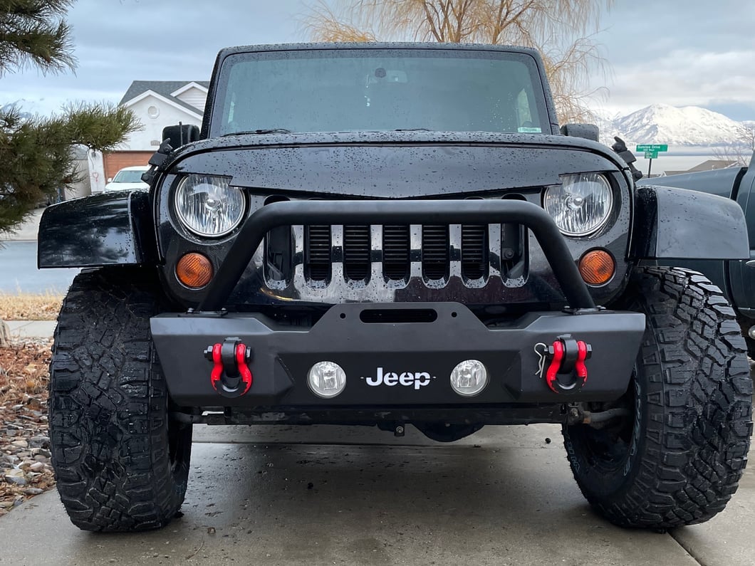 Jeep Licensed by RedRock HD Stubby Front Bumper with LED Jeep Logo Backlight (07-18 Jeep Wrangler JK)