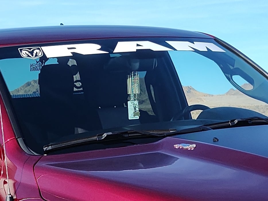 RAM Licensed by RedRock RAM with Head and Logo Windshield Banner; White (03-18 RAM 2500)