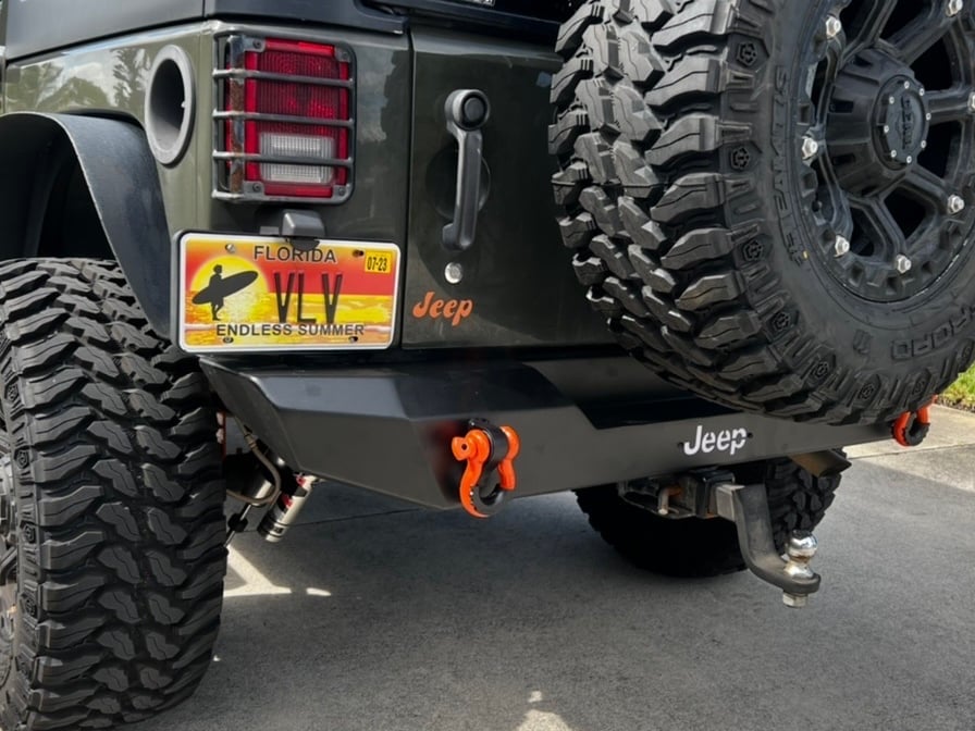 Jeep Licensed by RedRock HD Rear Bumper with LED Jeep Logo Backlight (07-18 Jeep Wrangler JK)