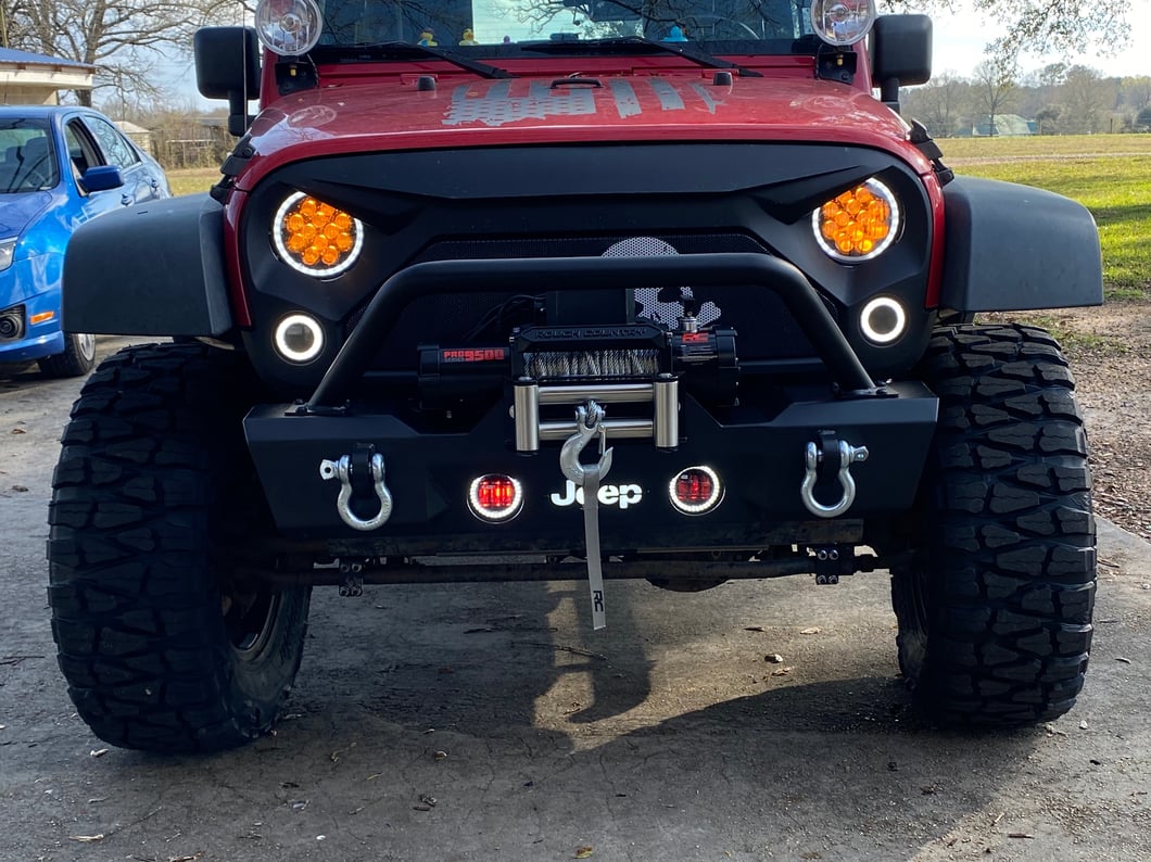 Jeep Licensed by RedRock HD Stubby Front Bumper with LED Jeep Logo Backlight (07-18 Jeep Wrangler JK)