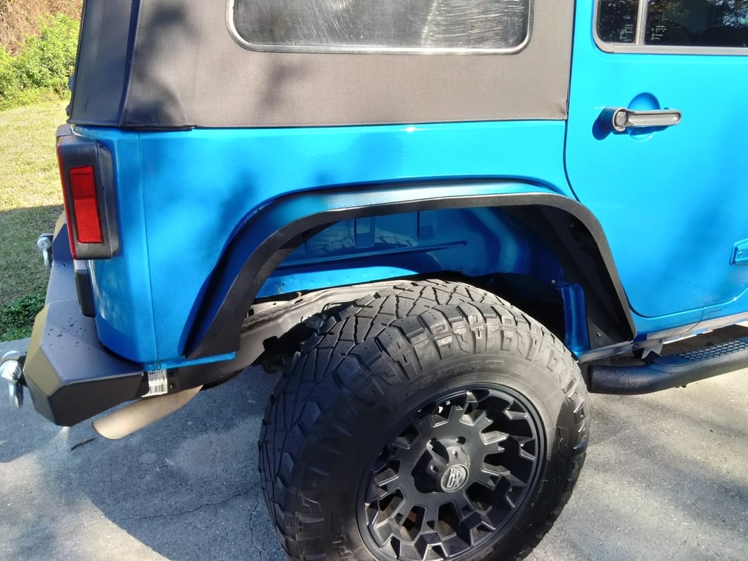 Jeep Licensed by RedRock Slim Fender Flares with Jeep Logo; Rear (07-18 Jeep Wrangler JK)