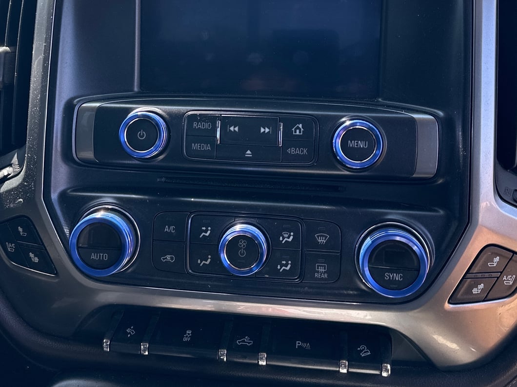 RedRock Billet Interior Knob Cover Kit; Blue (14-18 Silverado 1500)