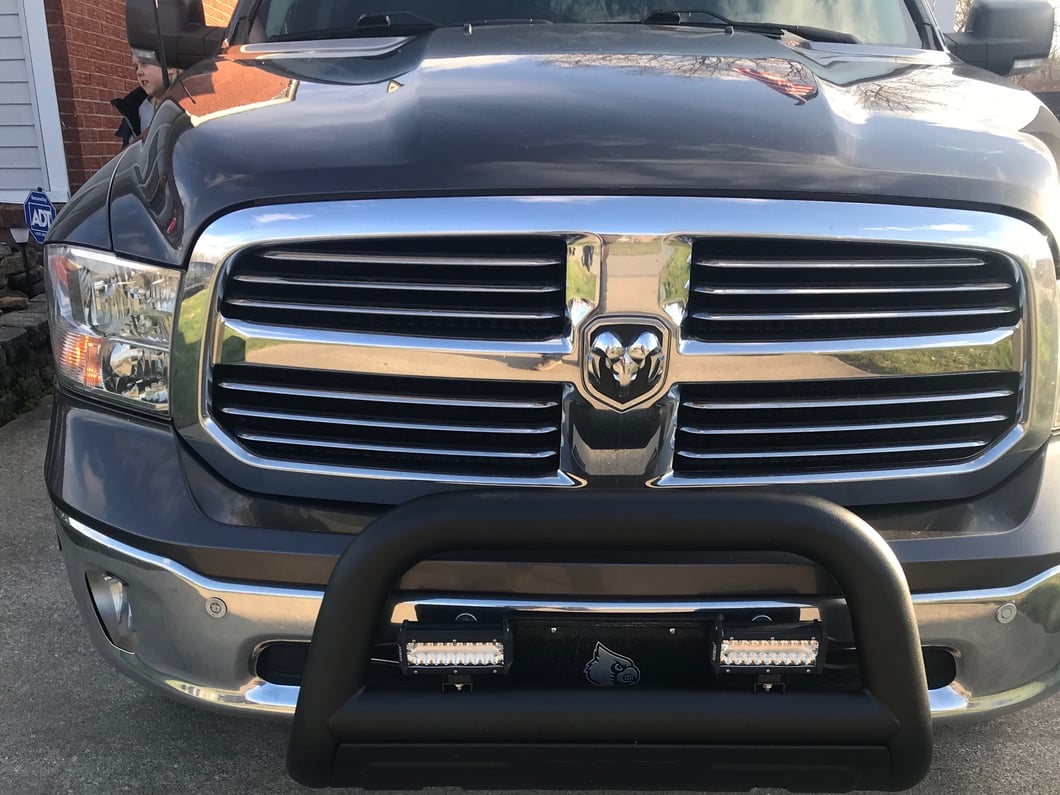 RAM Licensed by RedRock 3.50-Inch Oval Bull Bar with Skid Plate and Ram Logo; Black (09-18 RAM 1500, Excluding Rebel)