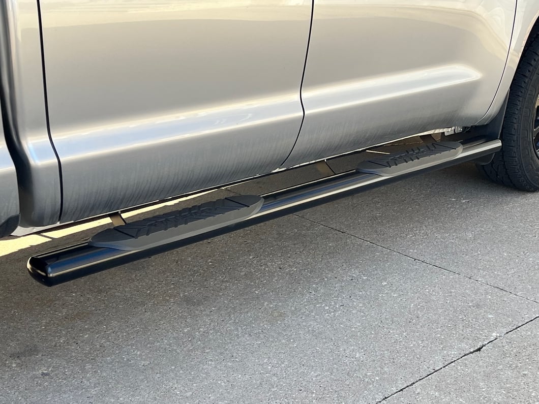 RedRock 5-Inch Oval Straight End Side Step Bars; Black (07-21 Tundra Double Cab)