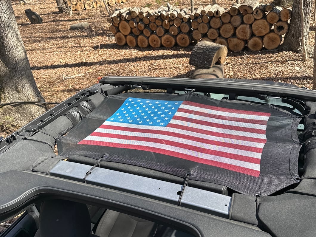 RedRock Mesh Sun Shade; American Flag (07-18 Jeep Wrangler JK)