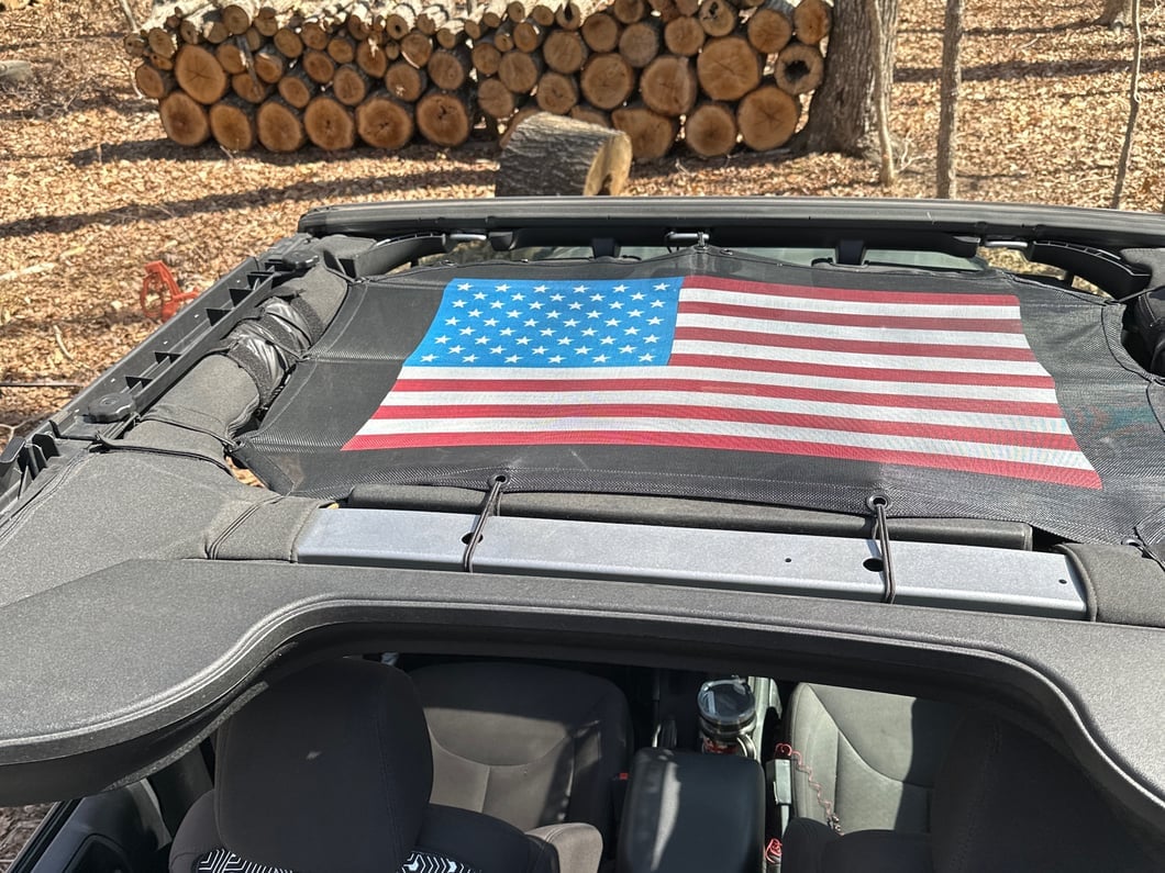 RedRock Mesh Sun Shade; American Flag (07-18 Jeep Wrangler JK)