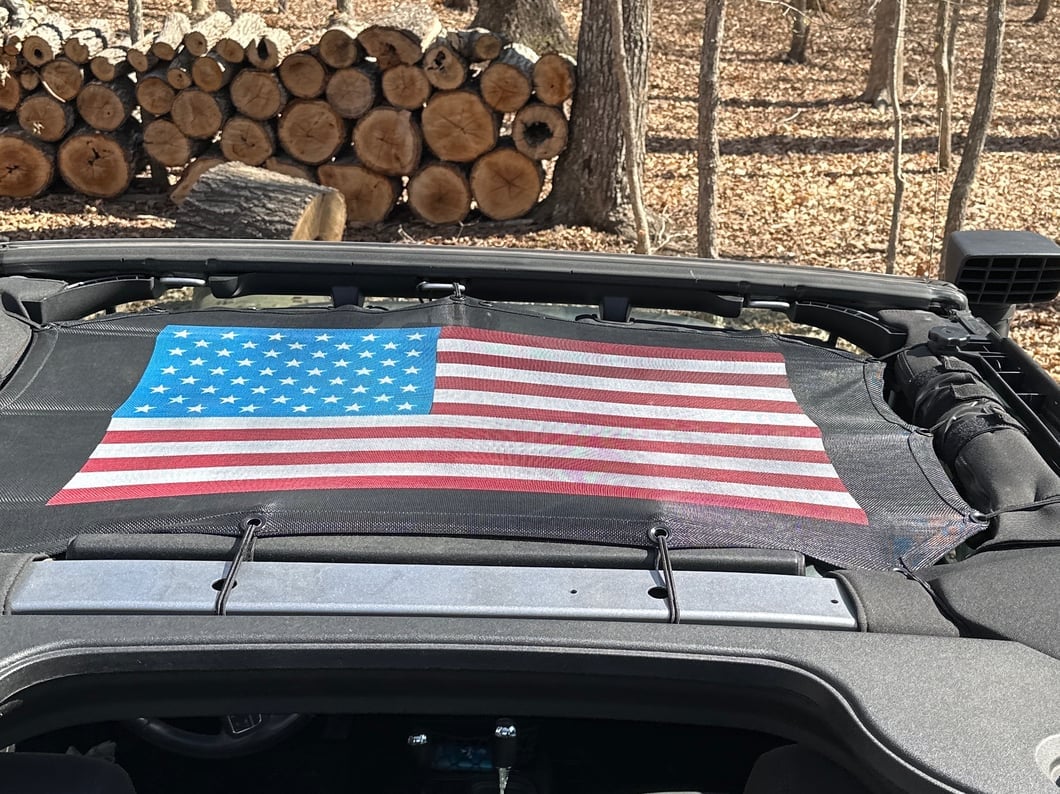 RedRock Mesh Sun Shade; American Flag (07-18 Jeep Wrangler JK)