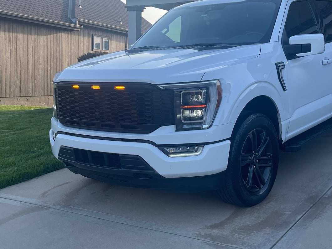 RedRock Honeycomb Replacement Grille with LED DRL; Matte Black (21-23 F-150, Excluding Raptor & Tremor)