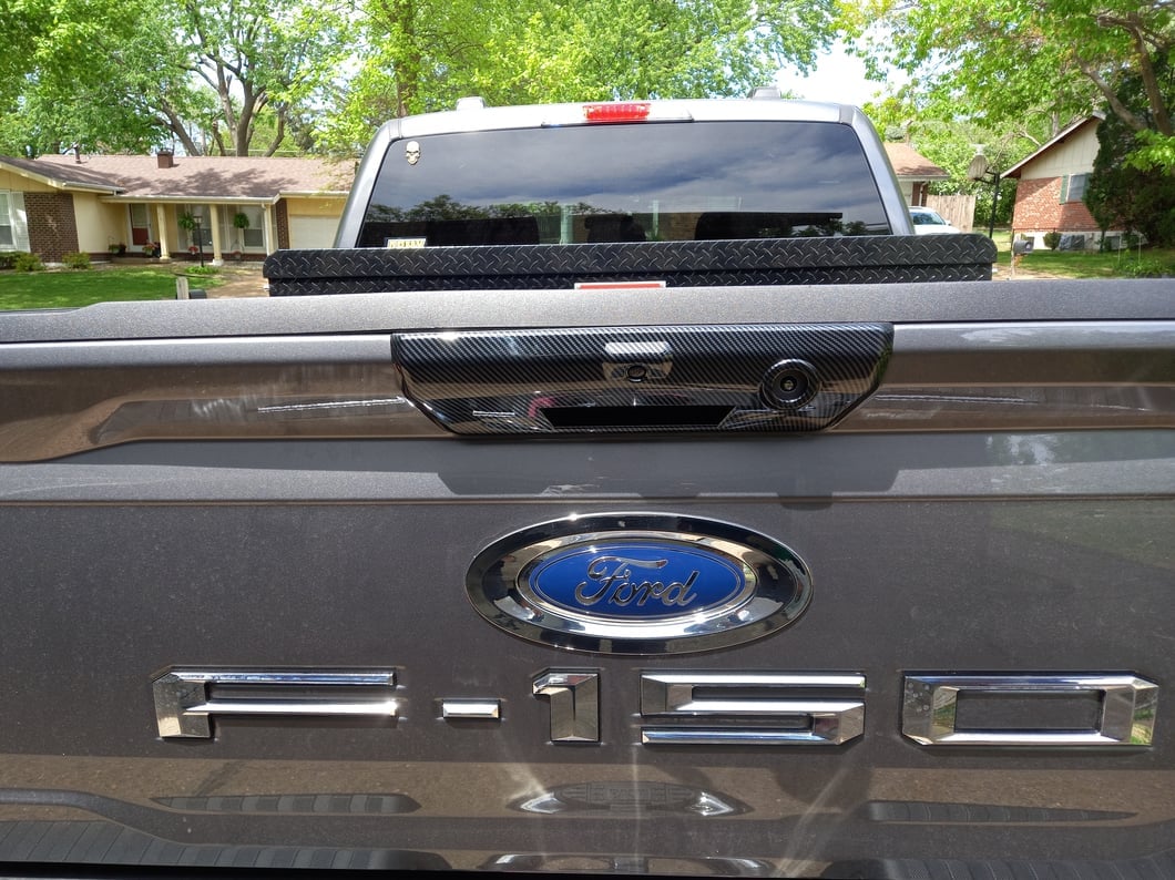 RedRock Tailgate Handle Cover; Carbon Fiber (21-25 F-150 w/ Power Fold-Down Tailgate)