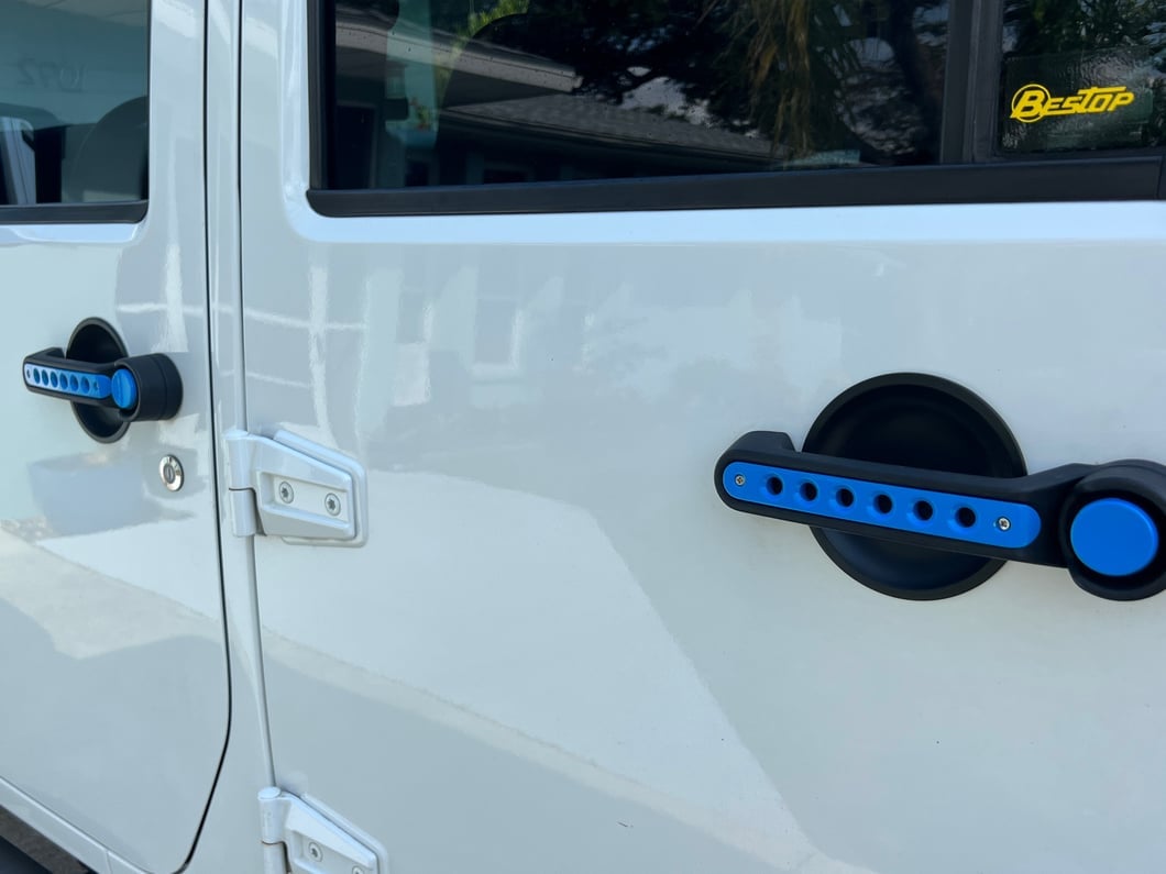 RedRock Billet Aluminum Door Handle Inserts; Blue (07-18 Jeep Wrangler JK 4-Door)