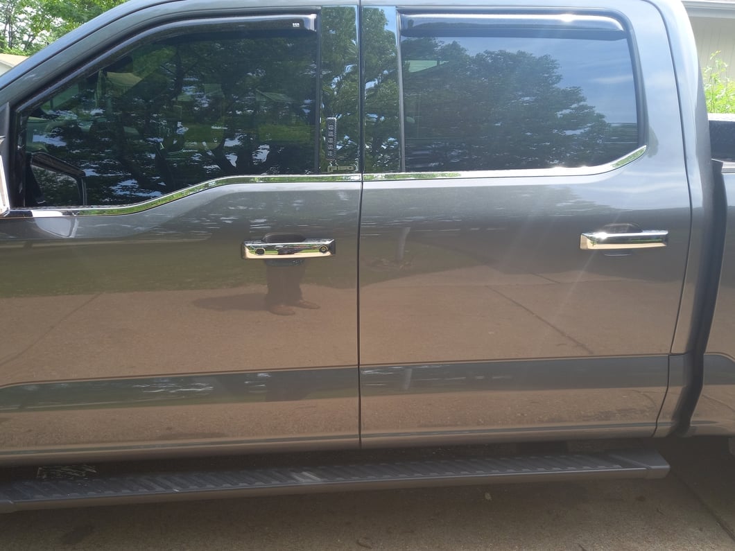 RedRock Front and Rear Door Handle Covers; Chrome (21-25 F-150 SuperCrew w/ Smart Key Button)