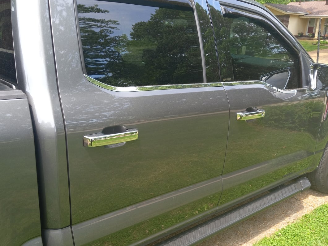 RedRock Front and Rear Door Handle Covers; Chrome (21-25 F-150 SuperCrew w/ Smart Key Button)