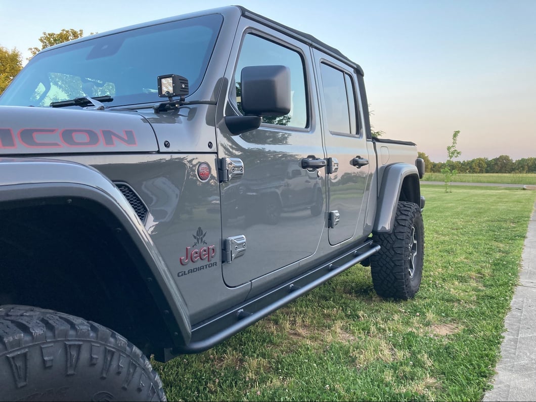 Jeep Licensed by RedRock Enhanced Rubi Rails with Jeep Logo; Textured Black (20-25 Jeep Gladiator JT)