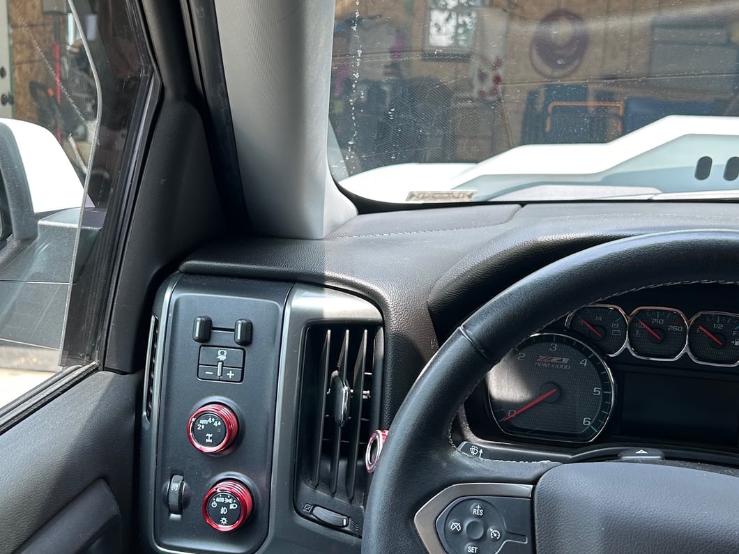 RedRock Billet Interior Knob Cover Kit; Red (14-18 Silverado 1500)