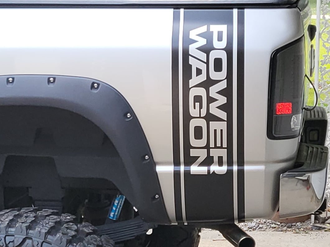 RAM Licensed by RedRock Power Wagon Rear Vertical Stripe; Matte Black (03-24 RAM 2500)