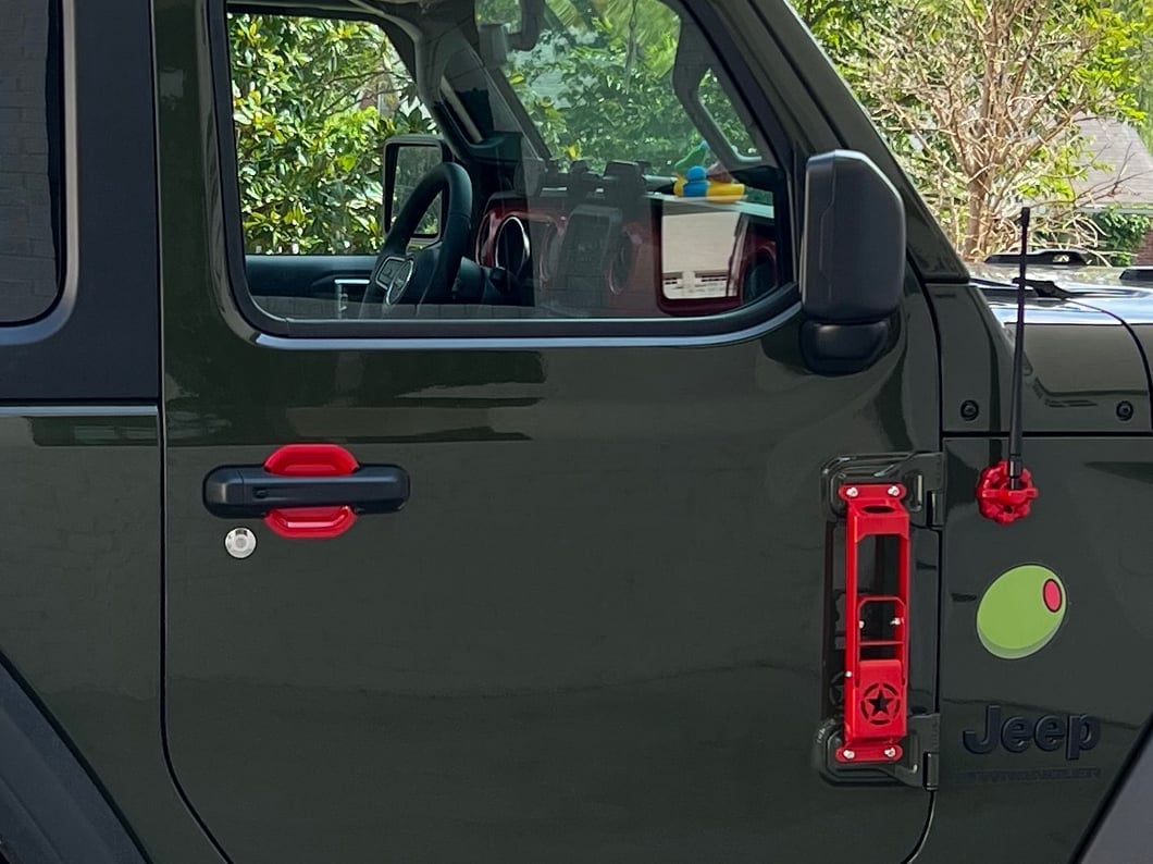 RedRock Exterior Door Handle Guards; Red (18-25 Jeep Wrangler JL)