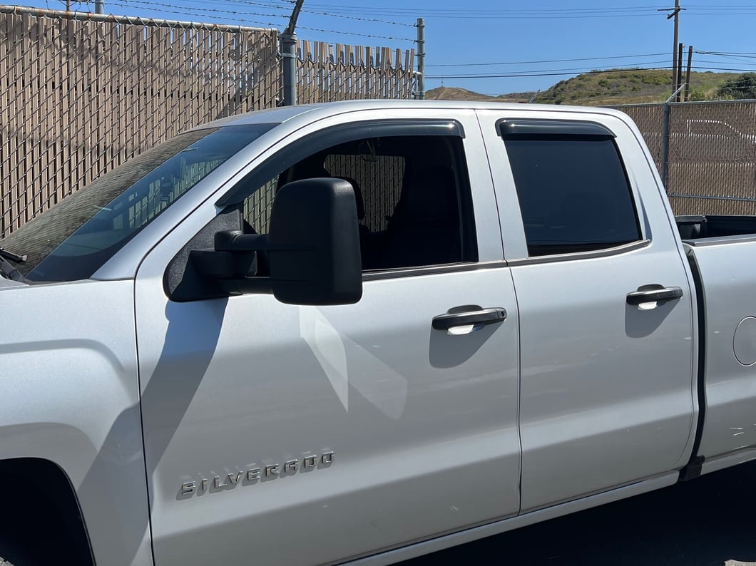 RedRock Window Deflectors; Front and Rear; Smoked (14-18 Silverado 1500 Double Cab)