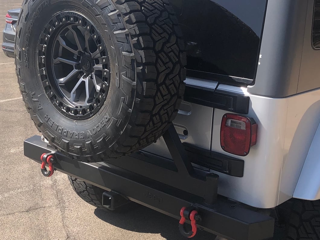 Jeep Licensed by RedRock Classic Rear Bumper with Tire Carrier and Jeep Logo (87-06 Jeep Wrangler YJ & TJ)