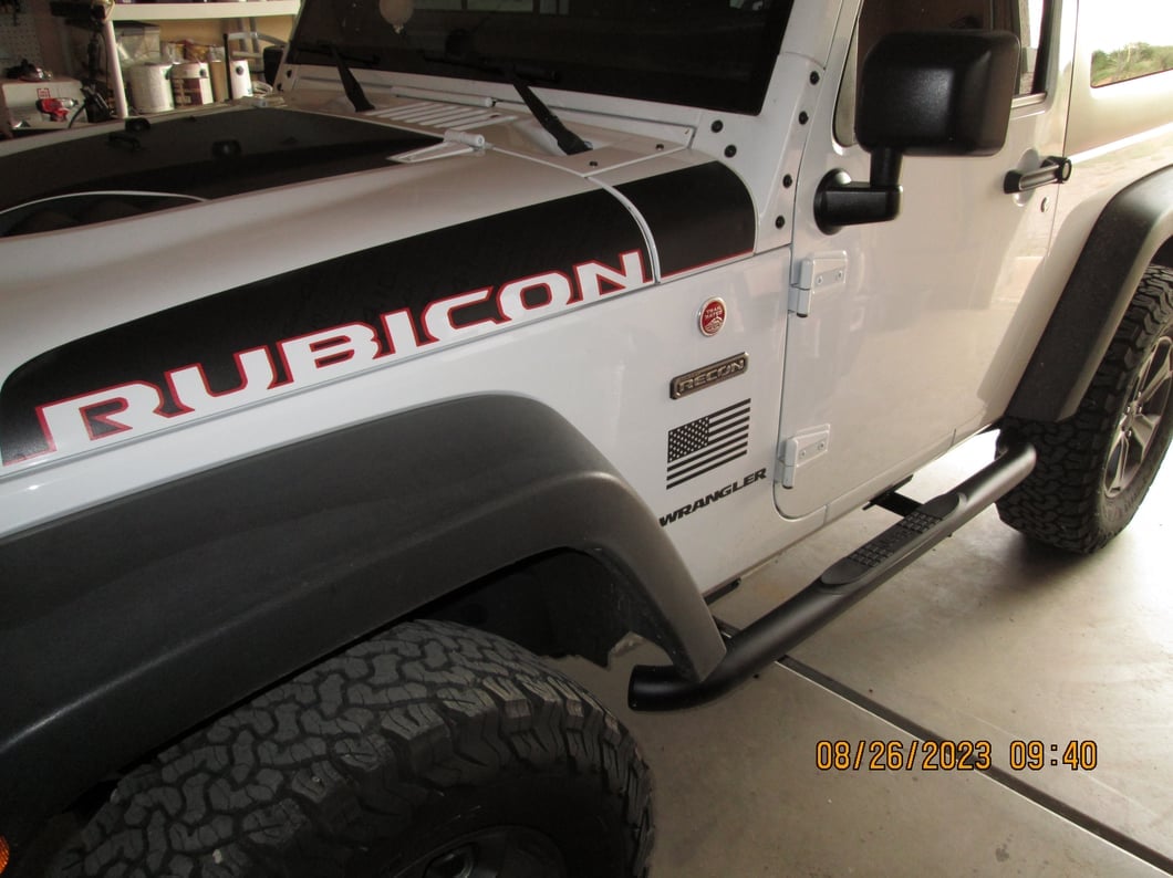 Jeep Licensed by RedRock 3-Inch Round Curved Side Step Bars with Jeep Logo (07-18 Jeep Wrangler JK 2-Door)