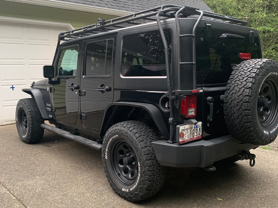 Jeep Licensed by RedRock Slim Fender Flares with Jeep Logo; Rear (07-18 Jeep Wrangler JK)