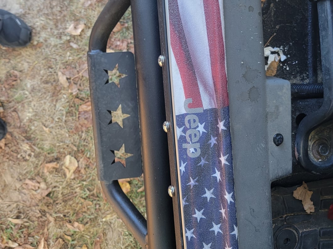 Jeep Licensed by RedRock Carbon Fiber Door Sill Decal; Real Flag (07-18 Jeep Wrangler JK)