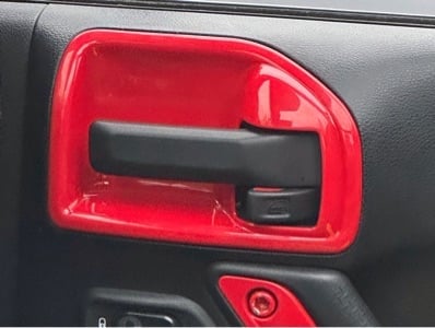 RedRock Interior Door Handle Trim Bezels; Red (07-18 Jeep Wrangler JK 4-Door)