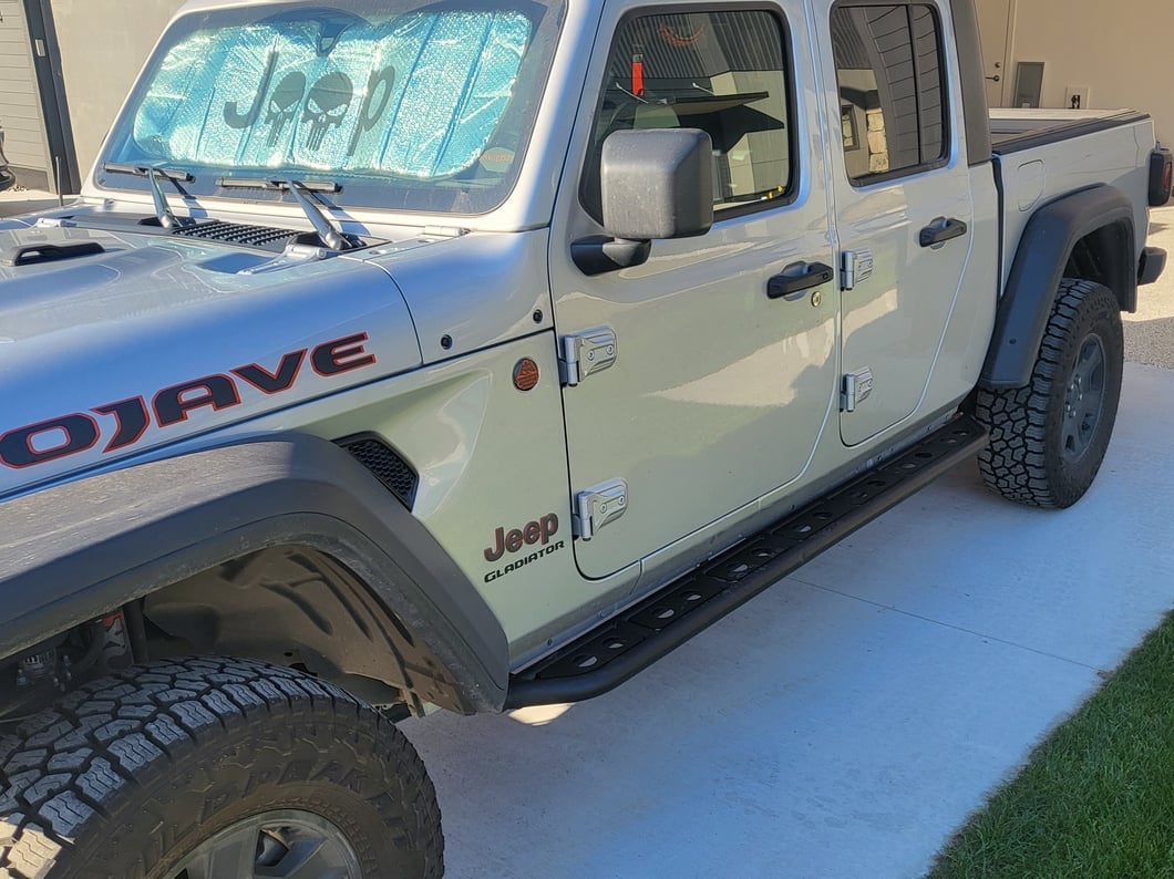Jeep Licensed by RedRock Rock Sliders with Jeep Logo; Textured Black (20-25 Jeep Gladiator JT)