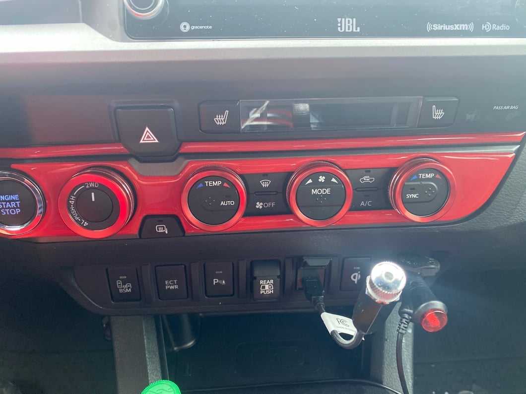 RedRock Front Switch Panel Trim; Red (16-23 Tacoma Double Cab)