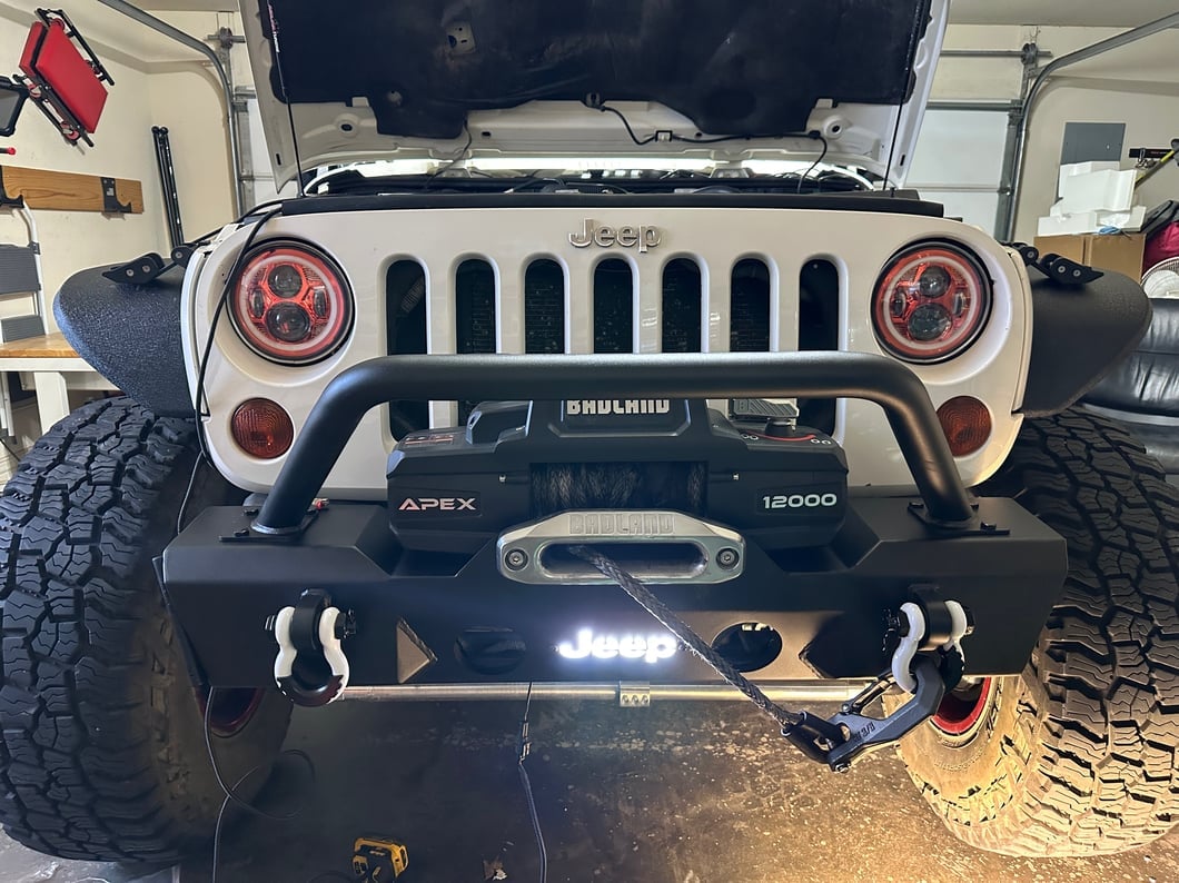 Jeep Licensed by RedRock HD Stubby Front Bumper with LED Jeep Logo Backlight (07-18 Jeep Wrangler JK)