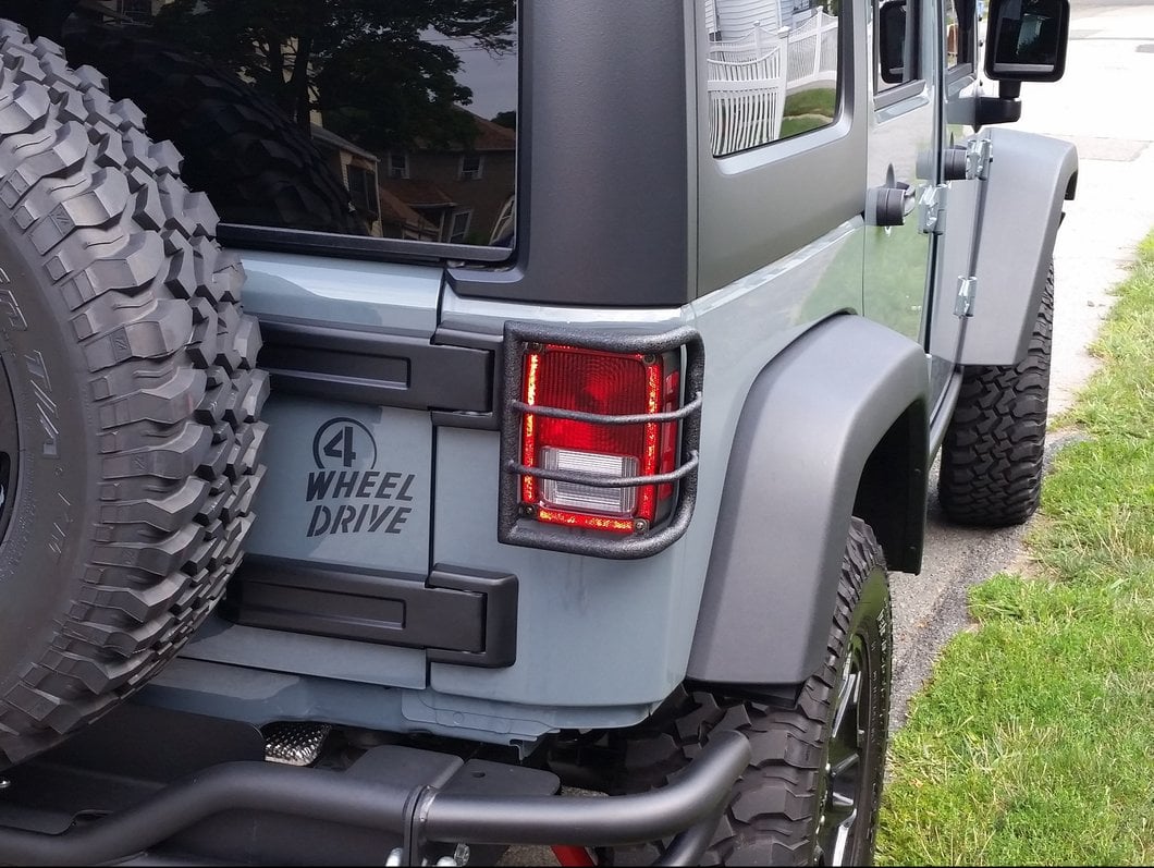 RedRock Wrap-Around Tail Light Guards; Textured Black (07-18 Jeep Wrangler JK)