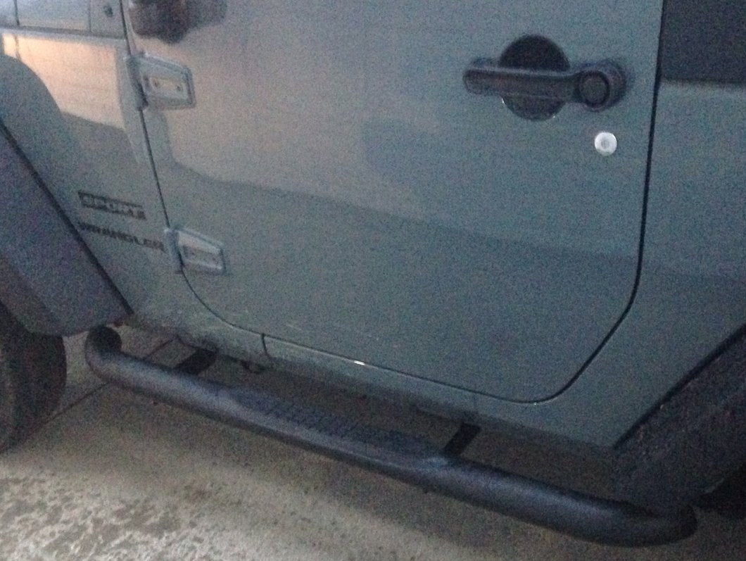 RedRock 3-Inch Round Curved Side Step Bars; Textured Black (07-18 Jeep Wrangler JK 2-Door)