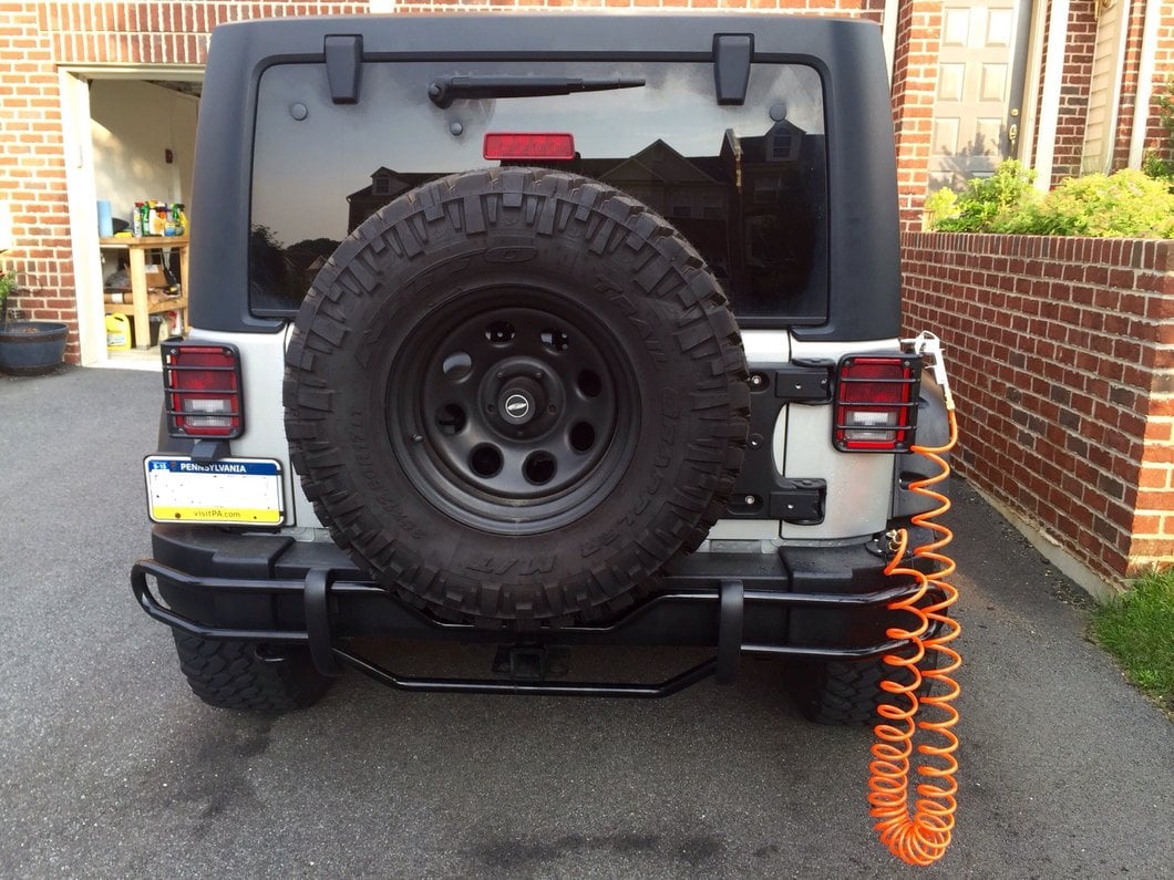 RedRock Rear Double Tube Bumper Guard; Gloss Black (07-18 Jeep Wrangler JK)