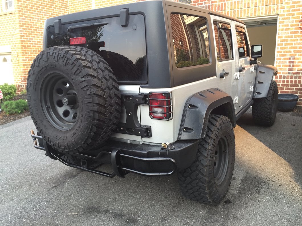 RedRock Rear Double Tube Bumper Guard; Gloss Black (07-18 Jeep Wrangler JK)