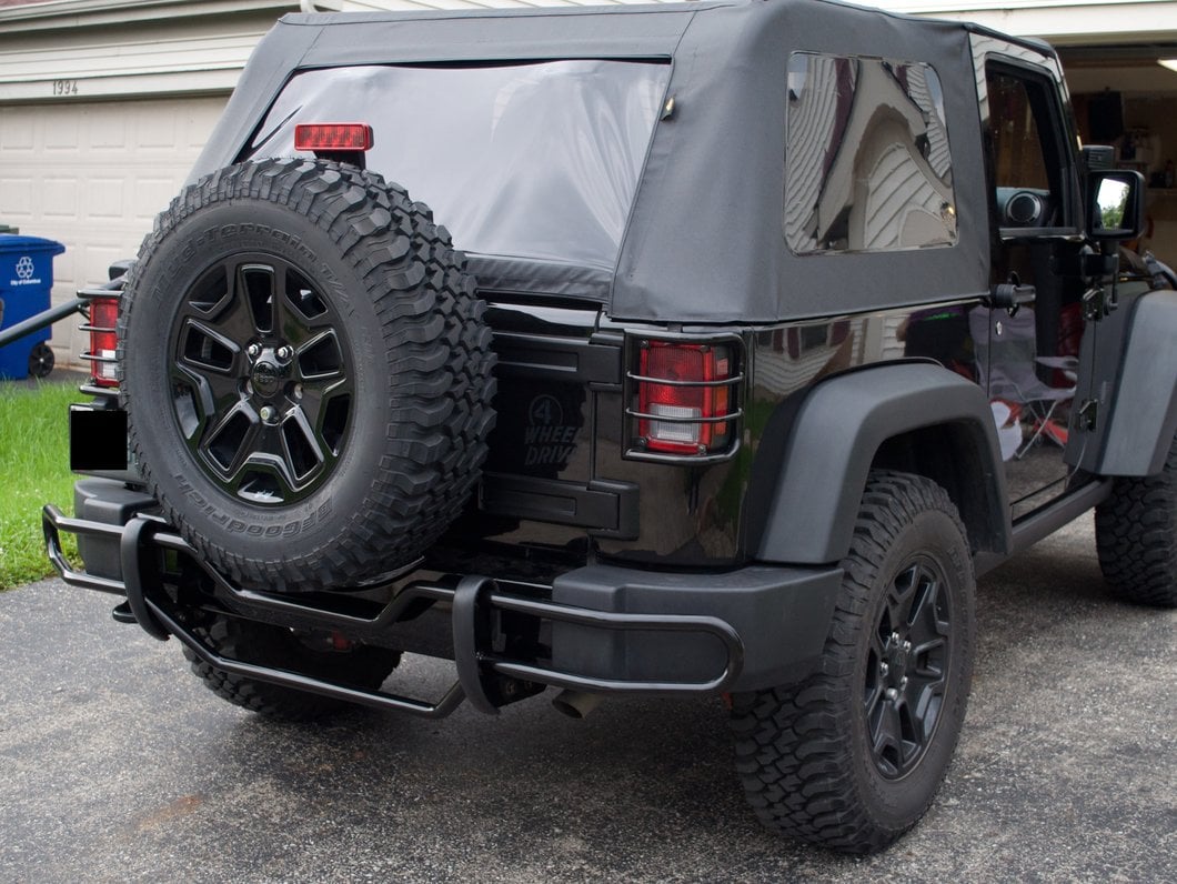 RedRock Rear Double Tube Bumper Guard; Gloss Black (07-18 Jeep Wrangler JK)