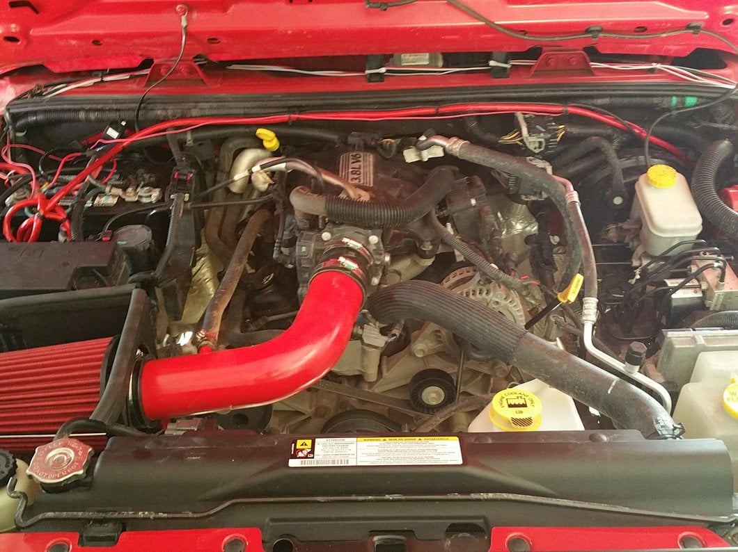 RedRock Cold Air Intake; Black Wrinkle (07-11 3.8L Jeep Wrangler JK)