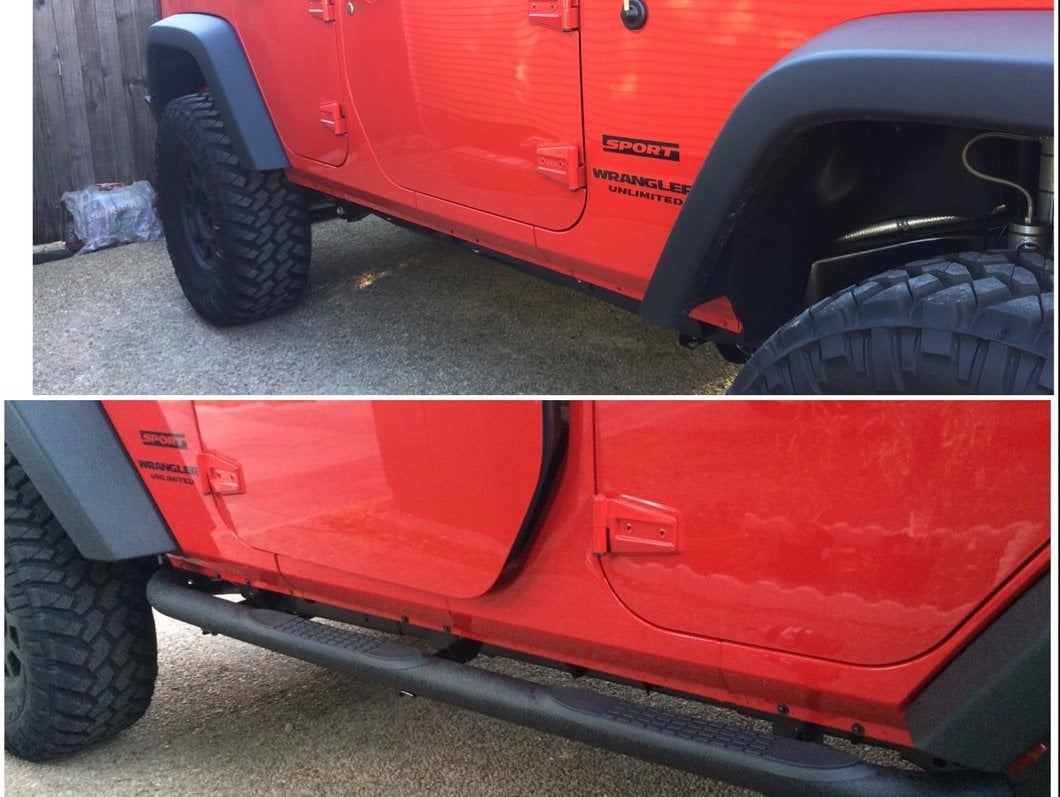 RedRock 3-Inch Round Curved Side Step Bars; Textured Black (07-18 Jeep Wrangler JK 4-Door)