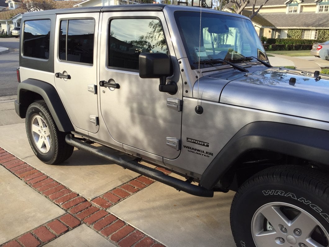 RedRock 3-Inch Round Curved Side Step Bars; Textured Black (07-18 Jeep Wrangler JK 4-Door)