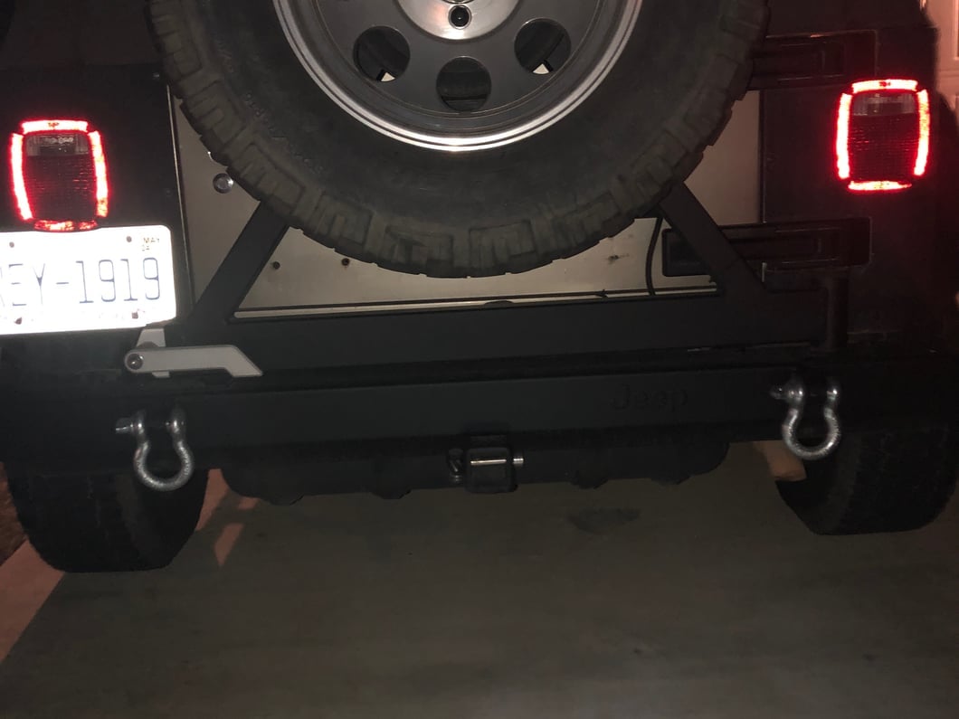 Jeep Licensed by RedRock Classic Rear Bumper with Tire Carrier and Jeep Logo (87-06 Jeep Wrangler YJ & TJ)