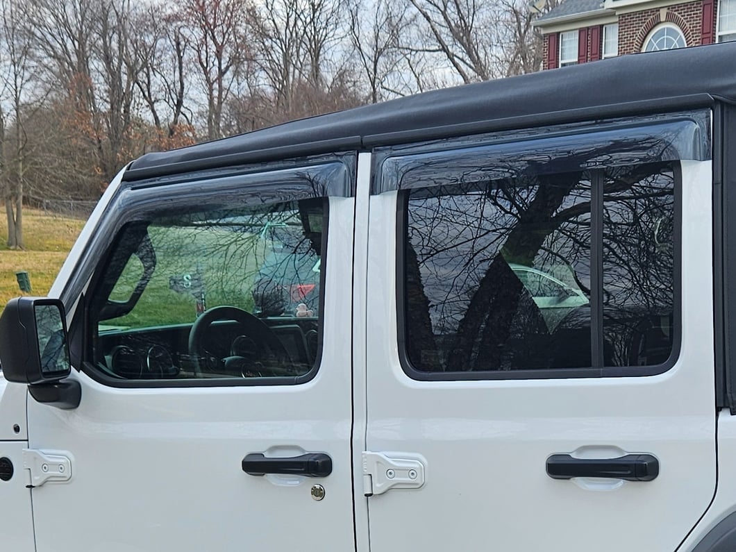 RedRock Tape-On Window Deflectors; Front and Rear; Smoked (18-25 Jeep Wrangler JL 4-Door)