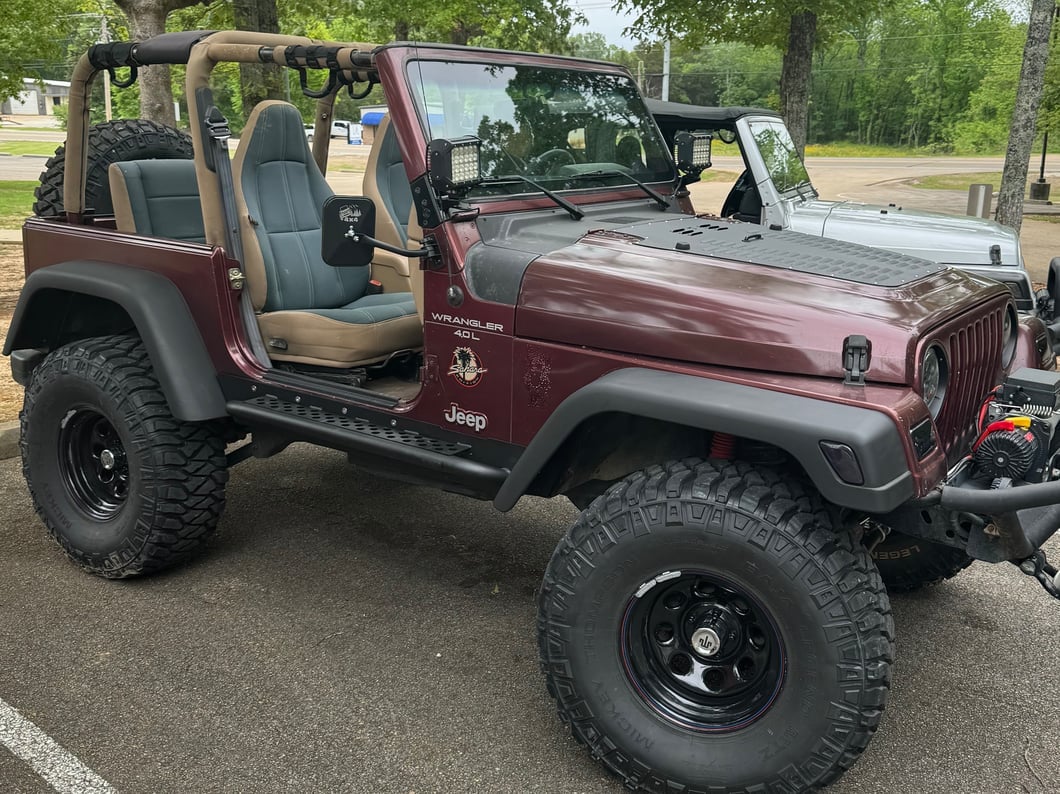 Jeep Licensed by RedRock Rocker Guards with Steps and Jeep Logo (97-06 Jeep Wrangler TJ, Excluding Unlimited)