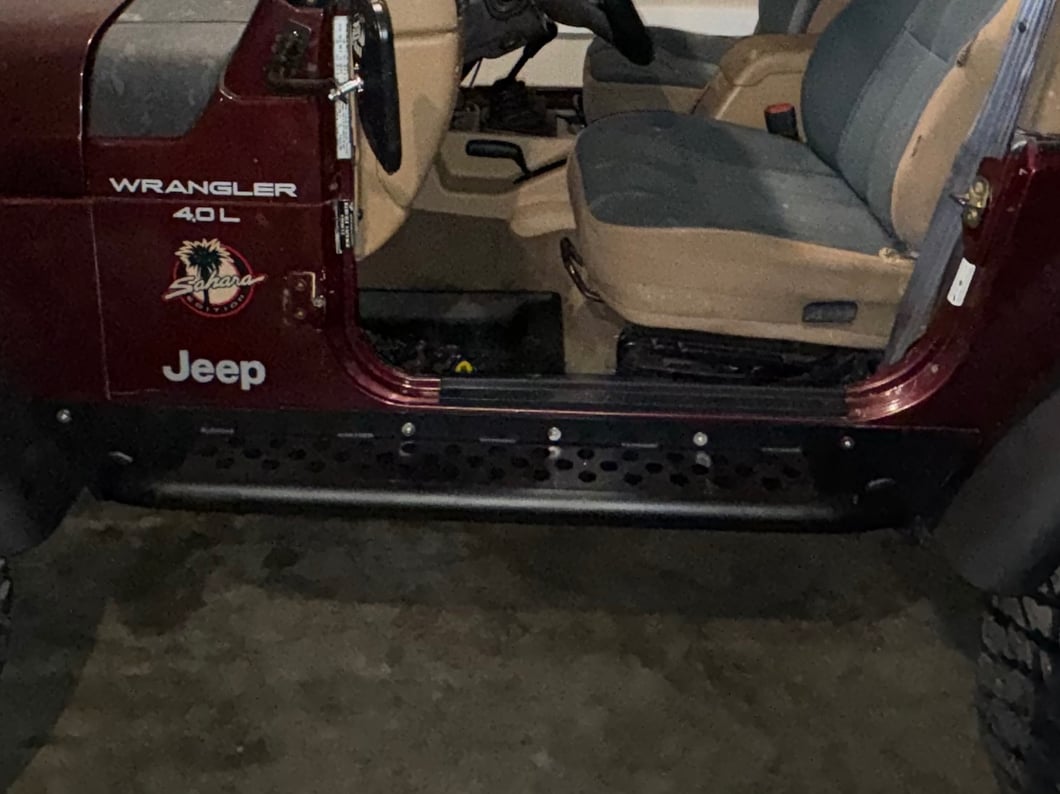 Jeep Licensed by RedRock Rocker Guards with Steps and Jeep Logo (97-06 Jeep Wrangler TJ, Excluding Unlimited)