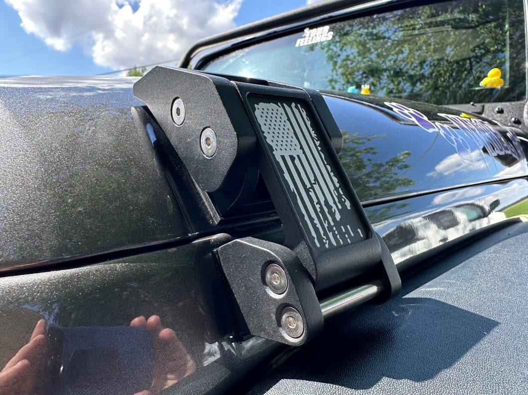 RedRock V2 Old Glory Billet Hood Catch Kit (07-18 Jeep Wrangler JK)